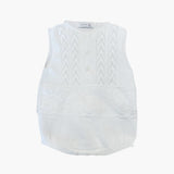Pagliaccetto Giro Manica In Filo Bianco Con Pizzo E Lavorazioni Neonata WEDOBLE 01105A - WEDOBLE - LuxuryKids