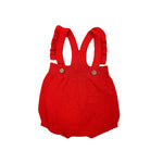 Salopette In Filo Rosso Con Bretelle Con Ruches Neonata WEDOBLE 10305M - WEDOBLE - LuxuryKids
