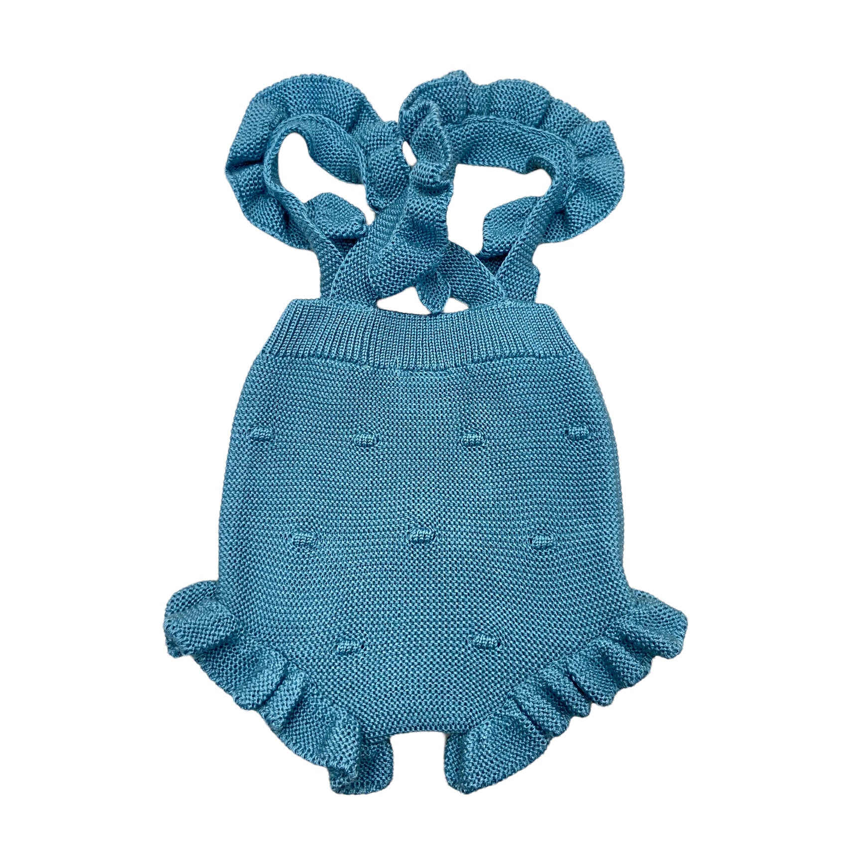 Salopette In Filo Con Rouches E Lavorazione In Rilievo Neonata VALENTINA BEBES PSA31 - VALENTINA BEBES - LuxuryKids