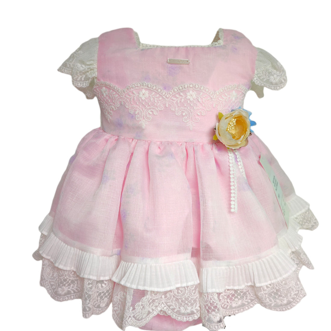 Abito Elagante Cerimonia Con Culotte In Organza Rosa Neonata MIMOSA DARLENE - MIMOSA - LuxuryKids