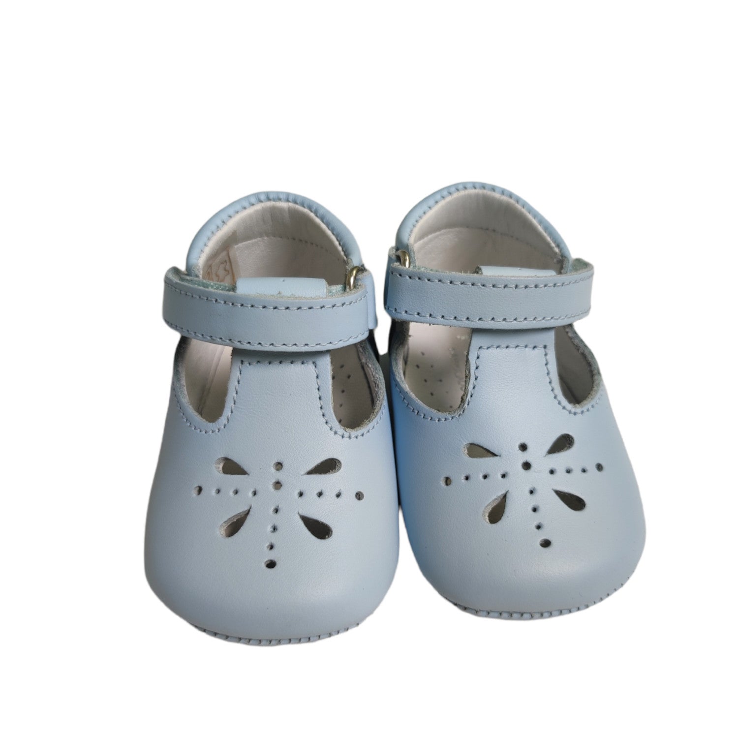 Scarpe Da Culla In Vera Pelle Traforata Celeste Neonato PANYNO A3010 - PANYNO - LuxuryKids