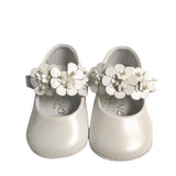 Scarpe Da Culla Modello Ballerina In Pelle Satinata Bianca Neonata PANYNO A3003 - PANYNO - LuxuryKids