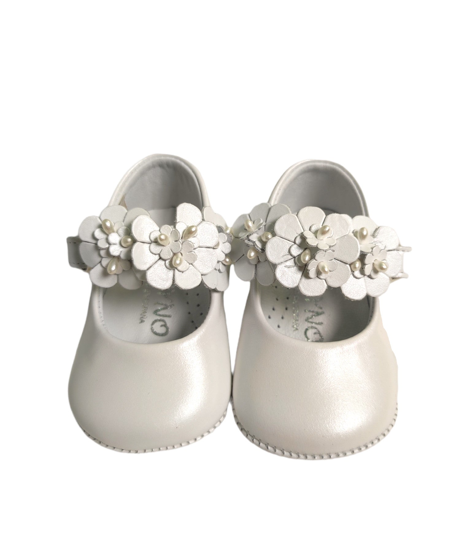 Scarpe Da Culla Modello Ballerina In Pelle Satinata Bianca Neonata PANYNO A3003 - PANYNO - LuxuryKids