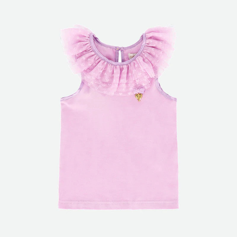 Top In Cotone Con Tulle Sul Girocollo Bambina ANGEL'S FACE EMERSON - Angel's Face - LuxuryKids