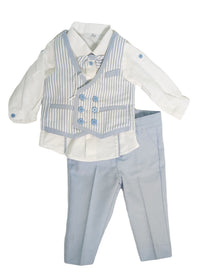 Completo Elegante Con Pantalone Lungo E Panciotto Celeste Neonato PETIT 3415286 - PETIT - LuxuryKids