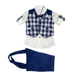 Completo 4 Pezzi Elegante In Cotone Blu-Bianco Neonato BUFI B1242 - BUFI - LuxuryKids