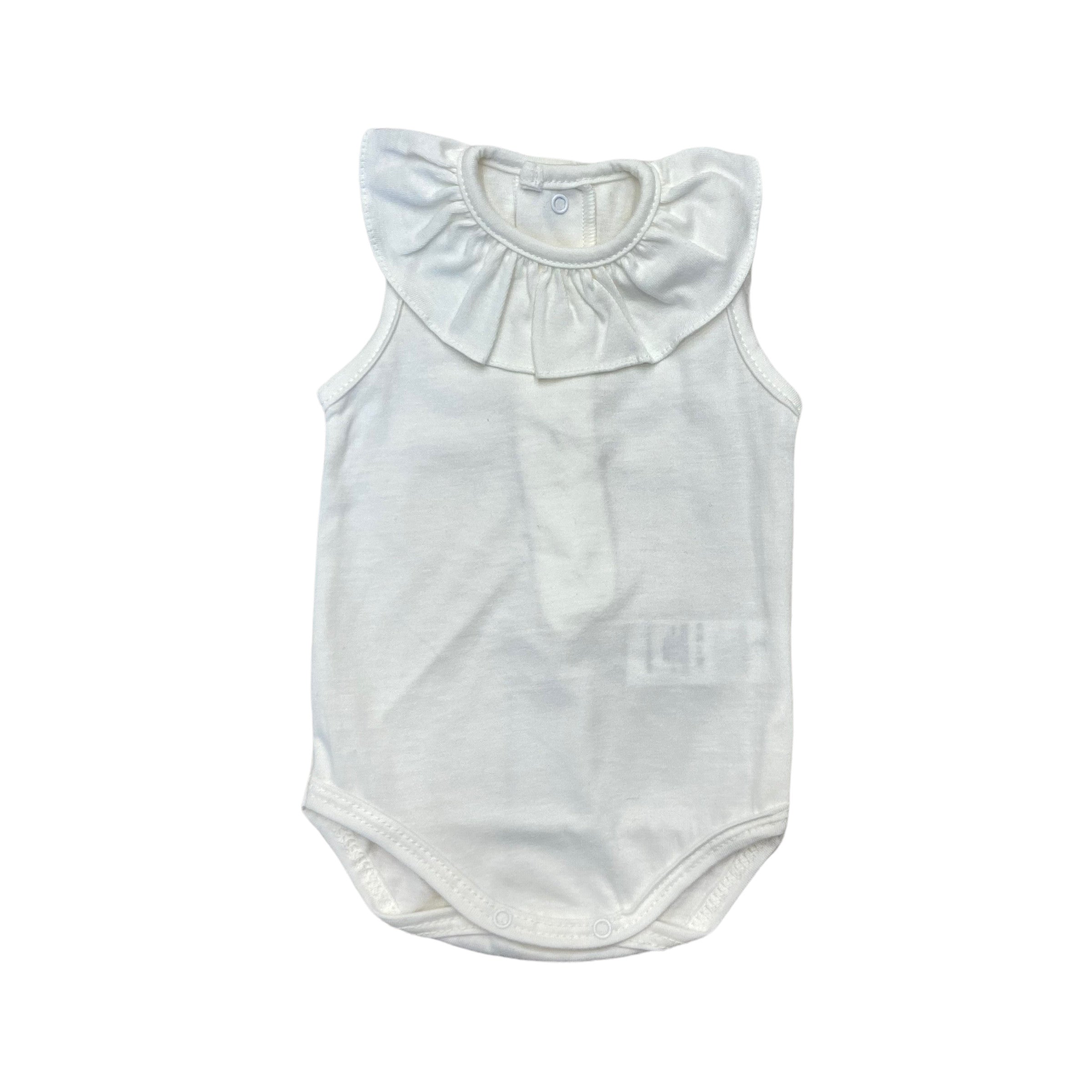 Body Giro Manica Con Ruches Semplice In Cotone Neonata CALAMARO 19105 - CALAMARO - LuxuryKids