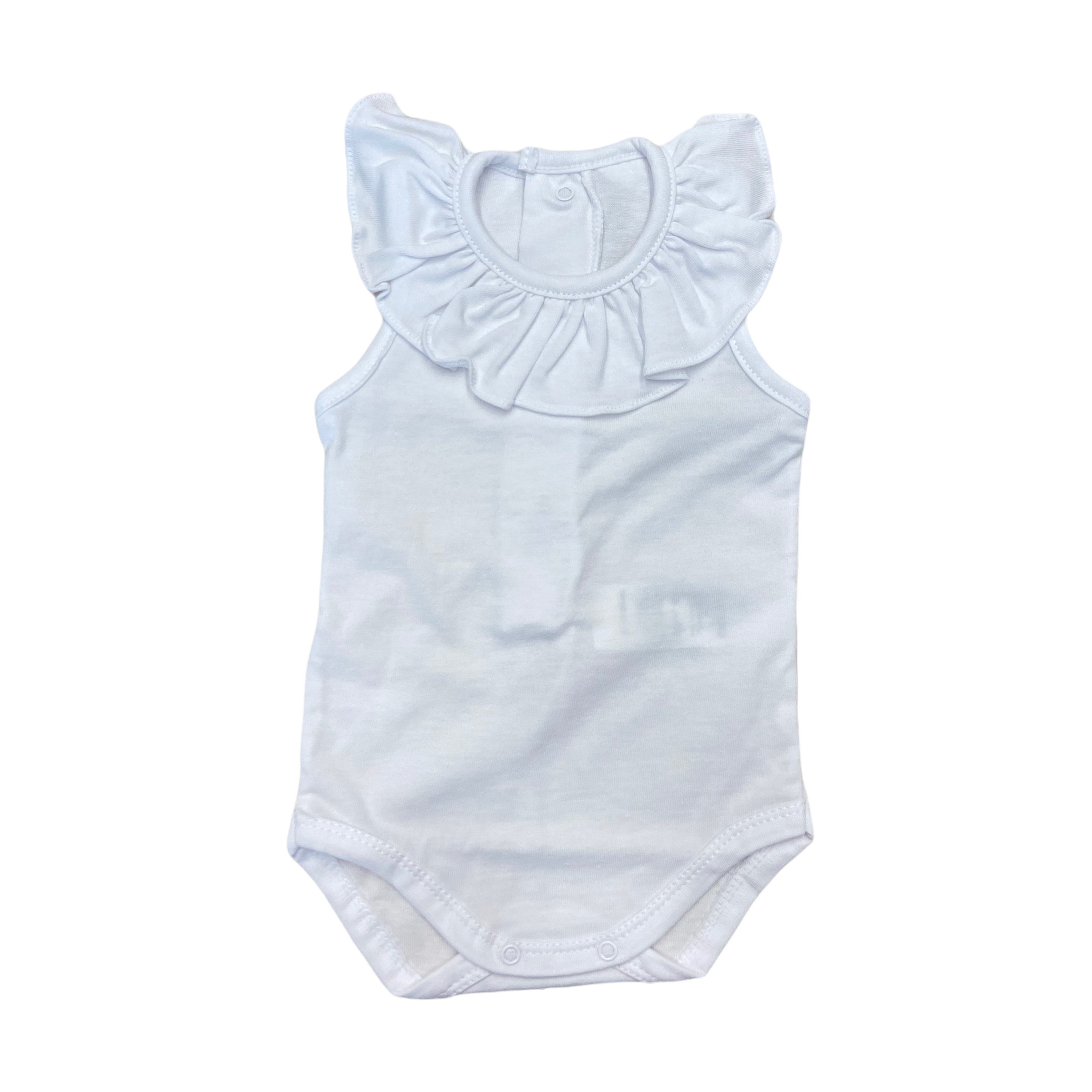 Body Giro Manica Con Ruches Semplice In Cotone Neonata CALAMARO 19105 - CALAMARO - LuxuryKids