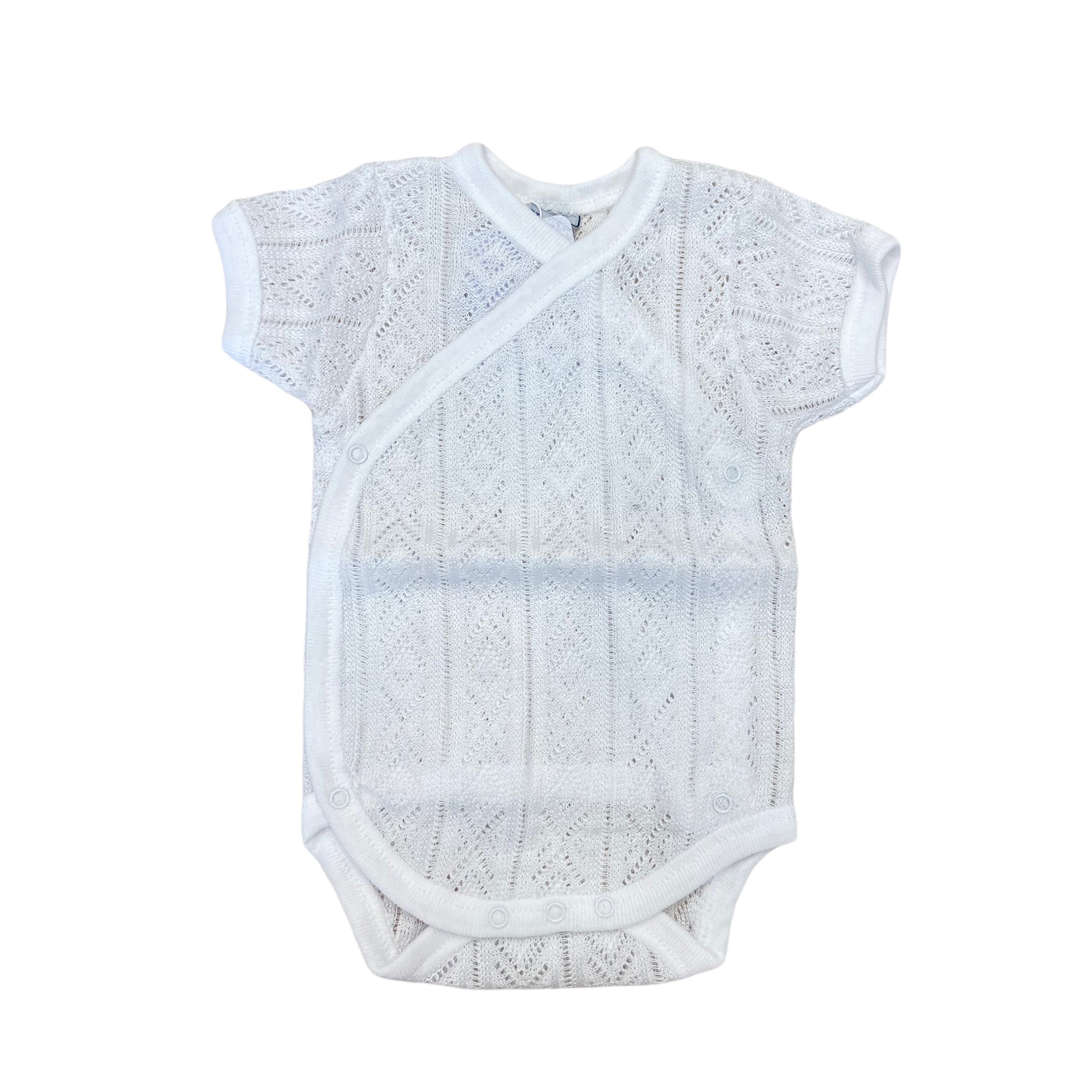 Body Antipanico Traforato Bianco Mezza Manica In Cotone Neonato-a Unisex BABIDU 1015 - BABIDU - LuxuryKids