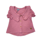 Blusa Mezza Manica In Garza Lavorazione Pizzo San Gallo Bianco Bambina JOSè VARON 42143 - JOSè VARON - LuxuryKids