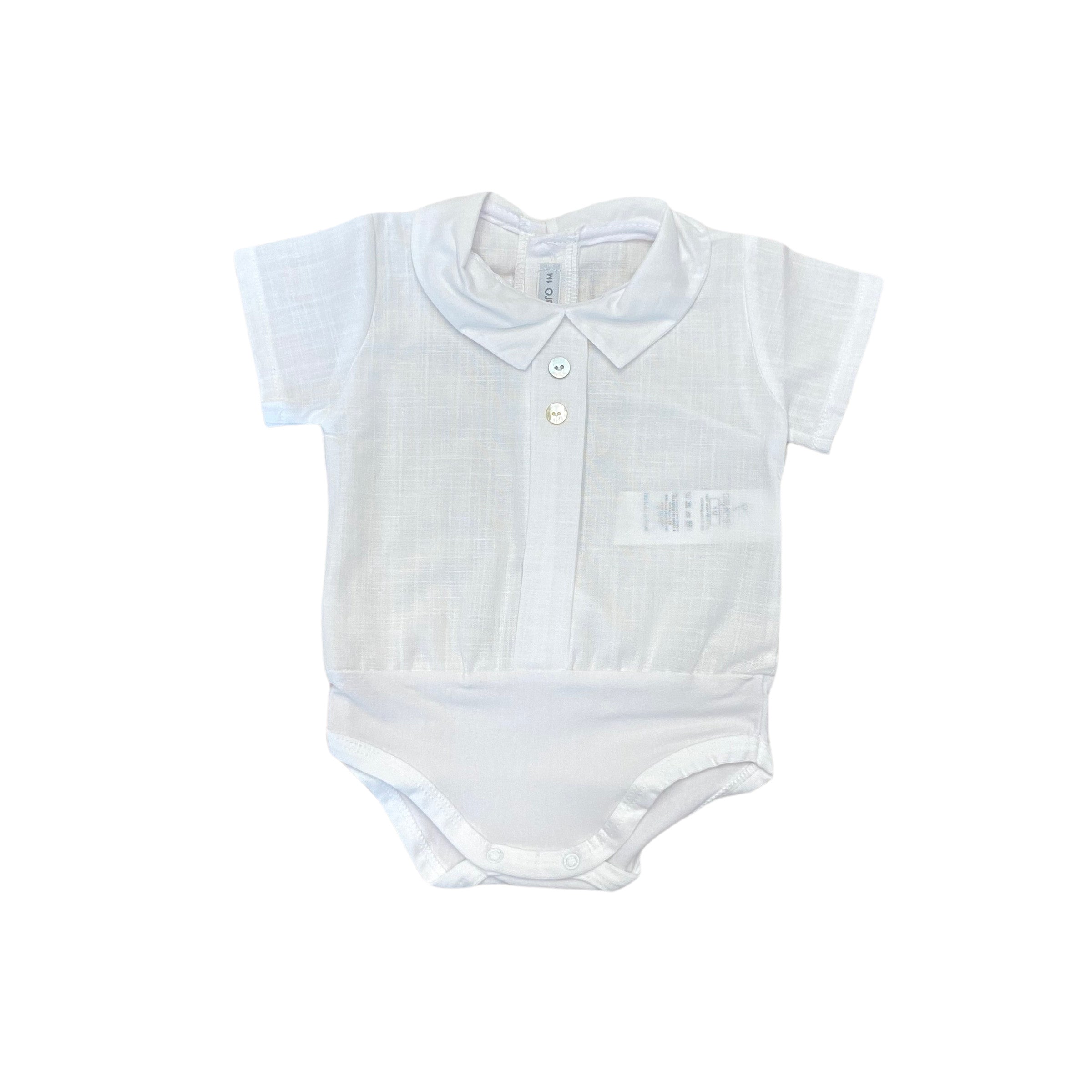 Body Camicia Mezza Manica Con Piega Sul Davanti In Cotone Neonati CALAMARO 19067 - CALAMARO - LuxuryKids