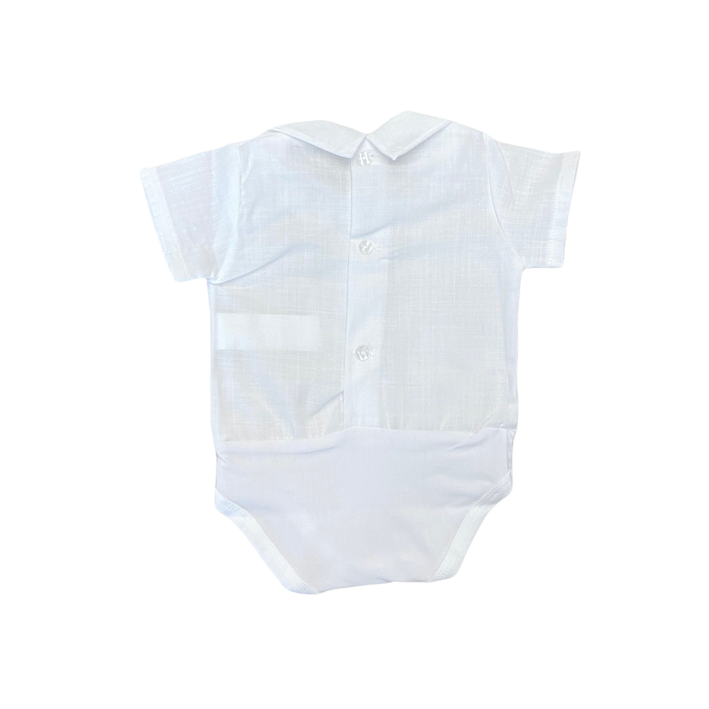 Body Camicia Mezza Manica Con Piega Sul Davanti In Cotone Neonati CALAMARO 19067 - CALAMARO - LuxuryKids