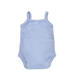 Body Giro Manica Con Spalline Strette Celeste Con Lavorazioni In Cotone Unisex BABY FASHION 050C - Baby Fashion - LuxuryKids