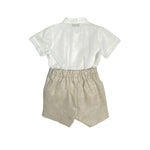 Completo Elegante Cerimonia Con Bermuda E Camicia In Misto Lino Beige Neonato PONTO POR PONTO 5798 - PONTO POR PONTO - LuxuryKids