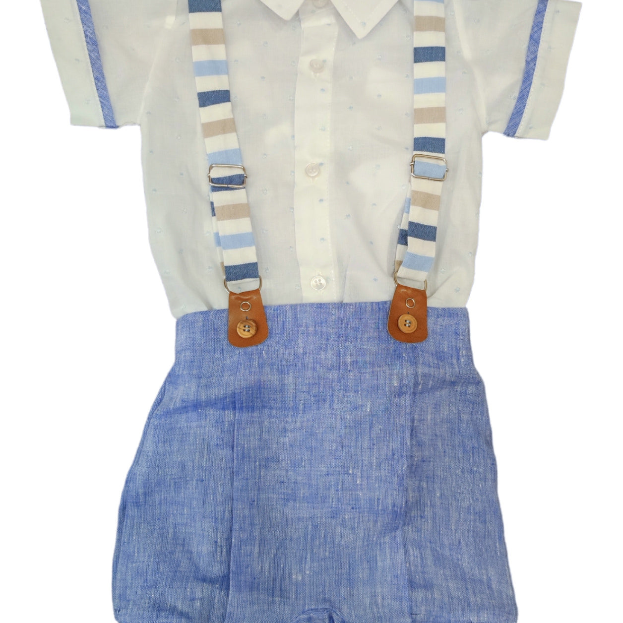 Completo Camicia E Pagliaccetto In Cotone Azzurro Neonato LA SARTORIA DEI PICCOLI LPC1151 - LA SARTORIA DEI PICCOLI - LuxuryKids