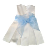 Abito Smanicato Elegante Rasatello Panna Bambina BUFI B1176 - BUFI - LuxuryKids