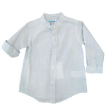Camicia In Misto Lino Manica Lunga Celeste Bianca Bambino COCOTE 41151 - COCOTE - LuxuryKids