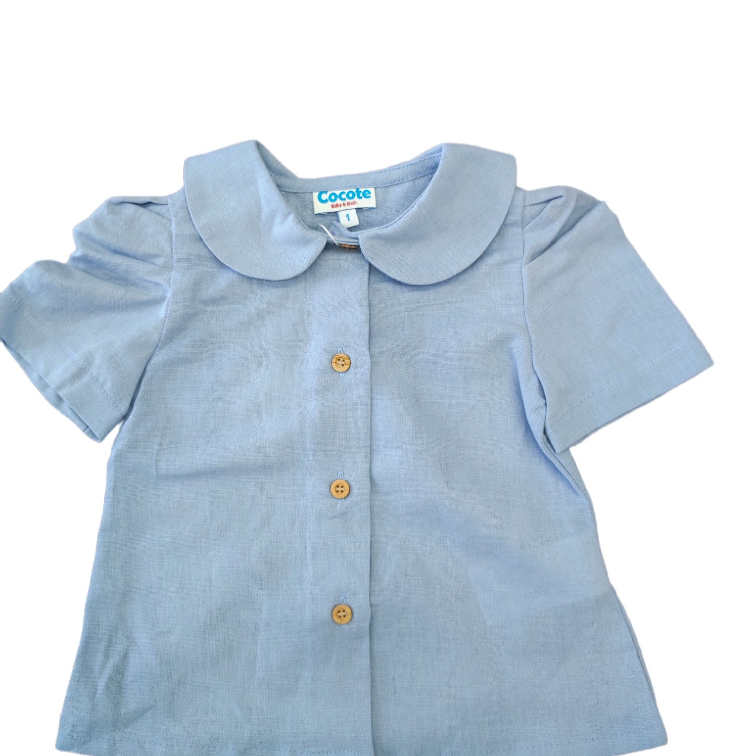 Camicia In Lino Manica Corta Con Sbuffo Neonata COCOTE 41082 - COCOTE - LuxuryKids