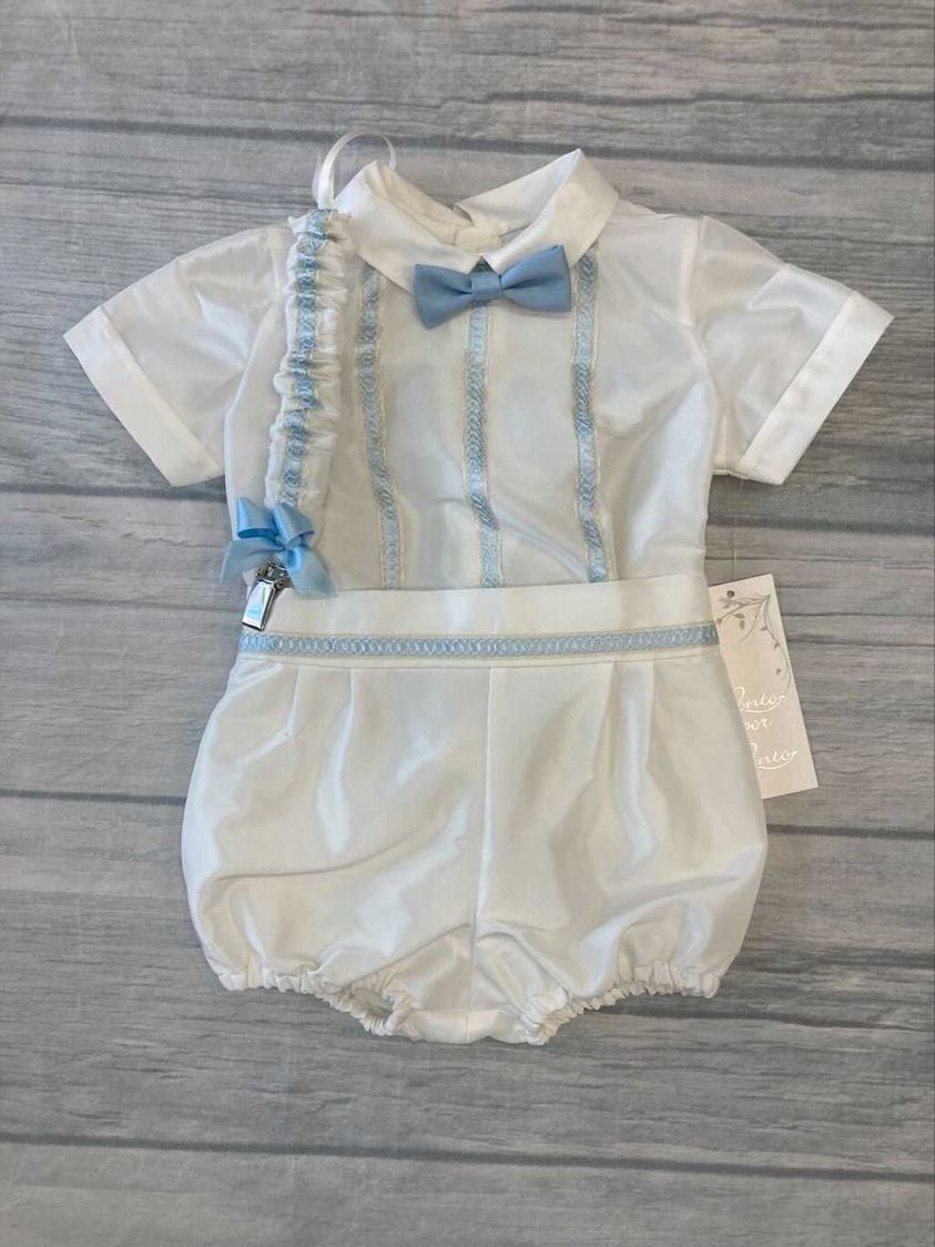 Completo Elegante Cerimonia Con Bermuda E Camicia In Taffetà Neonato PONTO POR PONTO 5794 - PONTO POR PONTO - LuxuryKids