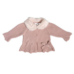 Cardigan In Caldo Cotone Con Collo In Ecopelliccia Neonata A&J 123 - A&J - LuxuryKids