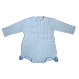 Pagliaccetto Con Body In Caldo Cotone Celeste Con Pom Pon Neonato A&J 226 - A&J - LuxuryKids