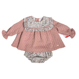 Completo Con Culotte Floreale E Maglia In Caldo Cotone Rosa Neonata DEL SUR 2081C - DEL SUR - LuxuryKids