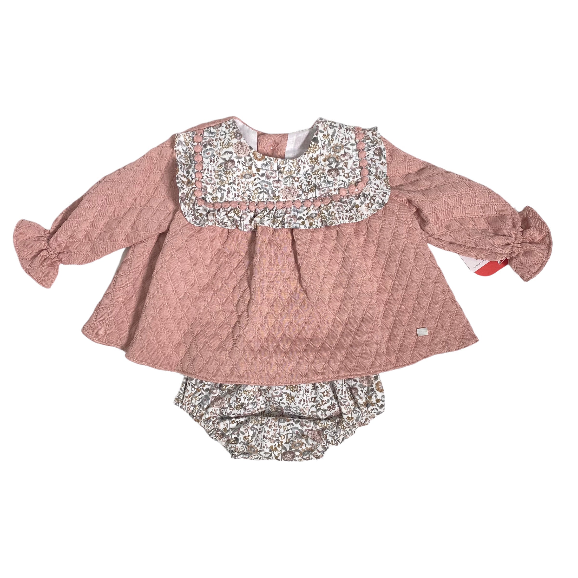 Completo Con Culotte Floreale E Maglia In Caldo Cotone Rosa Neonata DEL SUR 2081C - DEL SUR - LuxuryKids