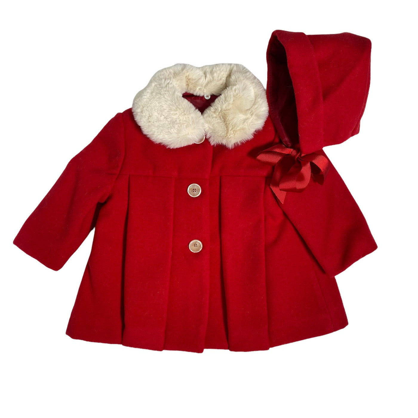Cappotto Svasato Con Cuffia E Colletto In Panno Neonata DEL SUR 3991C - DEL SUR - LuxuryKids
