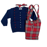 Completo Con Bermuda Scozzese Con Bretelle Maglioncino E Papillon Bambino A&J 542 - A&J - LuxuryKids