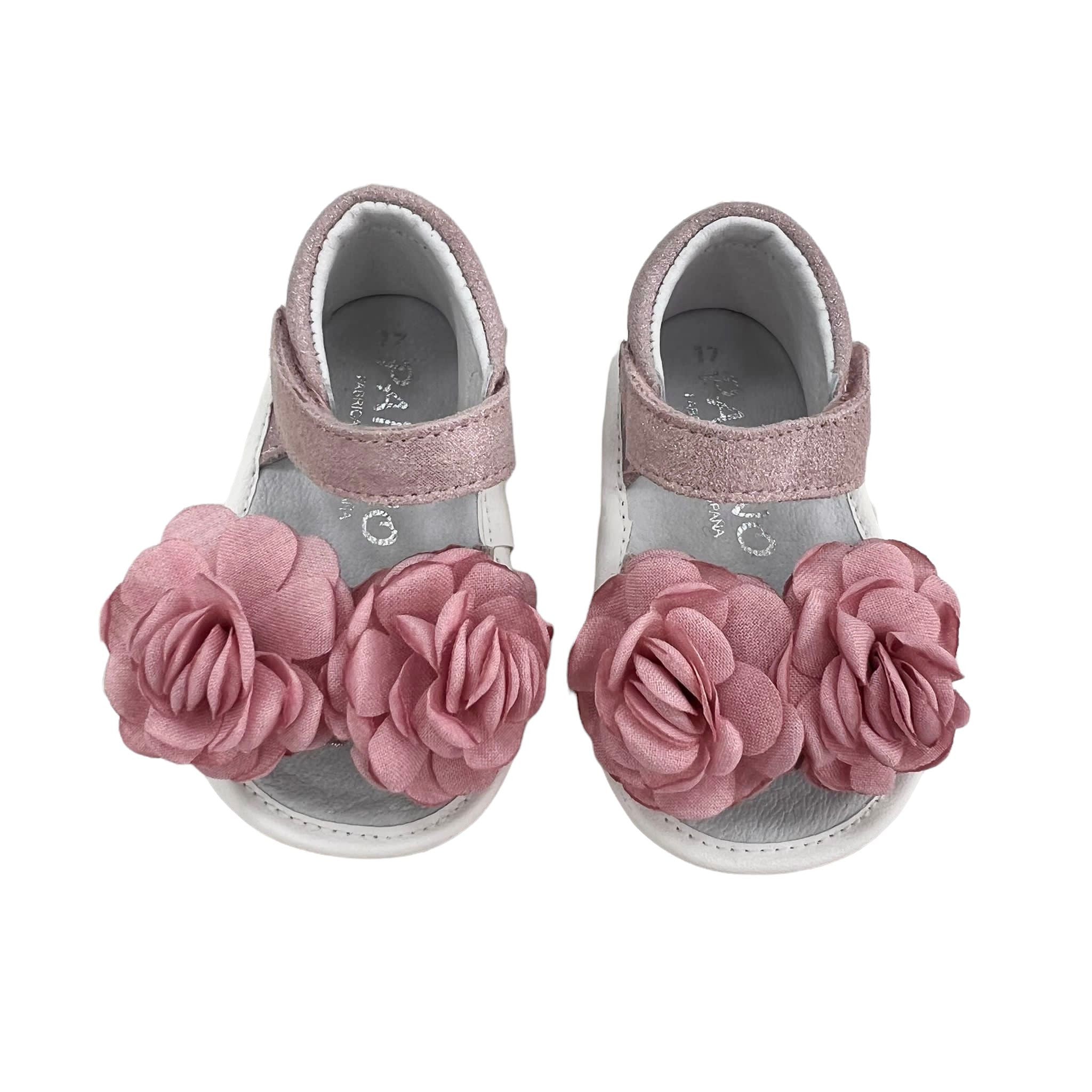 Sandalo Primi Passi Con Fiori In Pelle Rosa Neonata PANYNO AB3003 - PANYNO - LuxuryKids