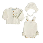 Completo Con Pagliaccetto Cardigan E Cuffia Panna Neonato-a SARDON VE374 - SARDON - LuxuryKids