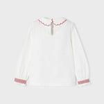 Blusa Manica Lunga Con Ricamo E Collo Tondo Ricamato Bambina MAYORAL 4190 - MAYORAL - LuxuryKids