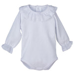 Body In Caldo Cotone Con Collo Rouches Plumetis Neonata CALAMARO 19075 - CALAMARO - LuxuryKids