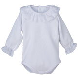Body In Caldo Cotone Con Collo Rouches Plumetis Neonata CALAMARO 19075 - CALAMARO - LuxuryKids