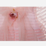 Abito In Organza a Righe  Mezza Manica Rosa Neonata PATACHOU 3633282