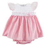 Abitino In Lino Fuxia Con Corpetto In Tulle A Pois Con Culotte Neonata Ninnaoh E2019 - NINNAOH - LuxuryKids