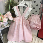 Abito a Righe in Cotone Rosa-Bianco con Culotte Neonata Paloma de la O MV8CJ1 - PALOMA DE LA O - LuxuryKids