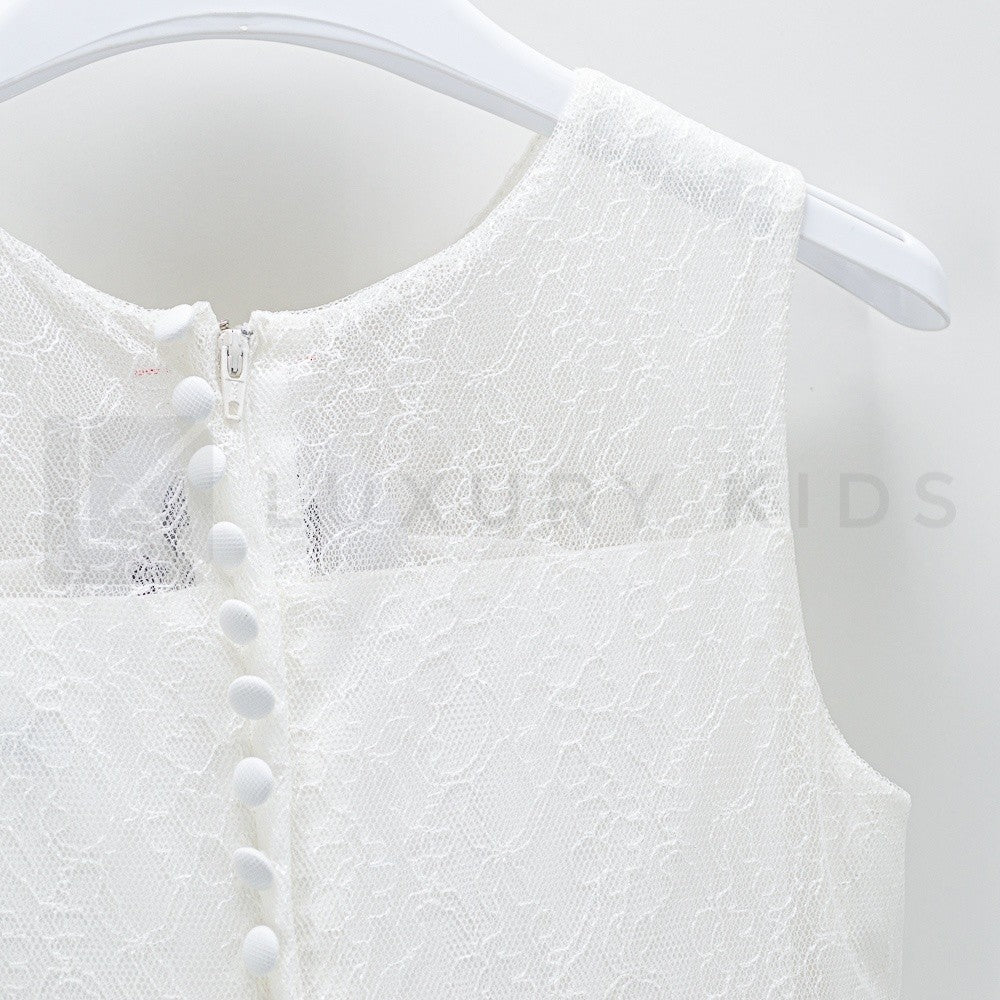 Abito Bambina Cerimonia Elegante Principesco Bianco Sarah Louise 070022-02 - SARAH LOUISE - LuxuryKids