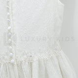 Abito Bambina Cerimonia Elegante Principesco Bianco Sarah Louise 070022-02 - SARAH LOUISE - LuxuryKids