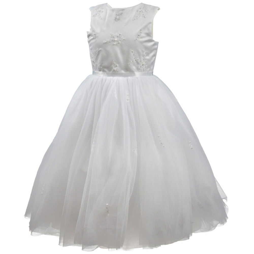 Abito Bambina Cerimonia Elegante Principesco Bianco Sarah Louise 070035 - SARAH LOUISE - LuxuryKids