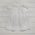Abito Battesimale Longuette in Lino Bianco Neonata Creazioni Luana 153 - CREAZIONI LUANA - LuxuryKids