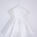 Abito Battesimale Cerimonia Elegante Raso Con Corpetto In Pelliccia Neonata ALESSANDRO MARTINEZ AM1116 - ALESSANDRO MARTINEZ - LuxuryKids