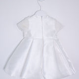 Abito Battesimale Cerimonia Elegante Raso Con Corpetto In Pelliccia Neonata ALESSANDRO MARTINEZ AM1116 - ALESSANDRO MARTINEZ - LuxuryKids