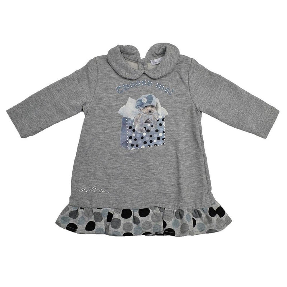 Abito Casual in Caldo Cotone Felpato Grigio Neonata One Love 335F208 - ONE LOVE - LuxuryKids
