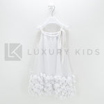 Abito con Bretelle con Fiori Bambina Bianco Take Two A00258 - TAKE TWO - LuxuryKids