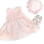 Abito con cappello Elegante Rosa in Seta Neonata Creazioni luana 565 - CREAZIONI LUANA - LuxuryKids