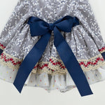 Abito Con Culotte Elegante In Caldo Cotone Grigio A Fiori Neonata Mimosa VALENCIA - MIMOSA - LuxuryKids