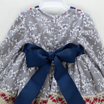 Abito Con Culotte Elegante In Caldo Cotone Grigio A Fiori Neonata Mimosa VALENCIA - MIMOSA - LuxuryKids