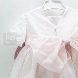 Abito Con Manichetta Elegante In Tulle Bianco E Organza Rosa Bambina Carmy 2003 - CARMY - LuxuryKids