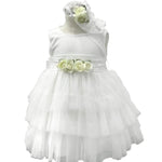 Abito Elegante a Bambolina Bianco con Balze di Tulle Neonata La Sartoria dei Piccoli L424 - LA SARTORIA DEI PICCOLI - LuxuryKids